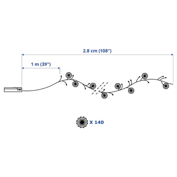 IKEA STRÅLA LED Light Chain Flowers With 140 Lights 605.028.38 - Picture 5 of 5